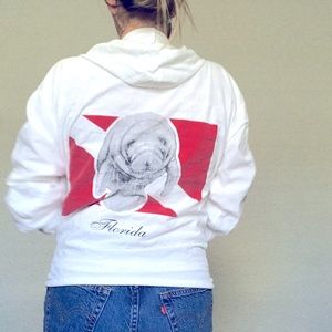 Vintage Florida manatee scuba jacket with hood